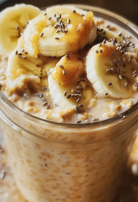 Bananen-Erdnussbutter Übernacht Haferflocken