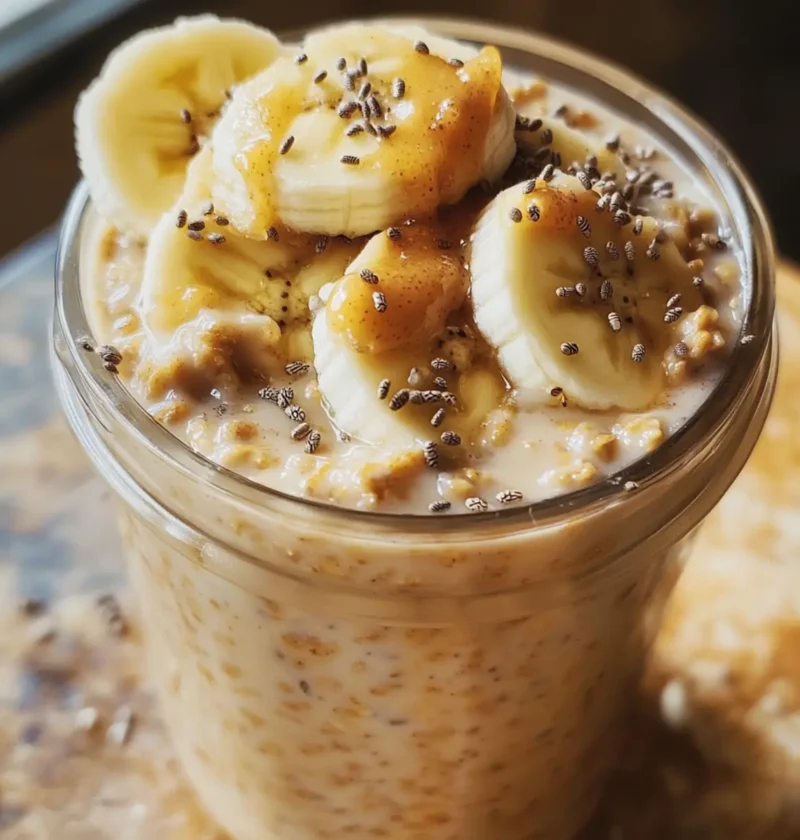 Bananen-Erdnussbutter Übernacht Haferflocken für Energieschub 1 Bananen-Erdnussbutter Übernacht Haferflocken