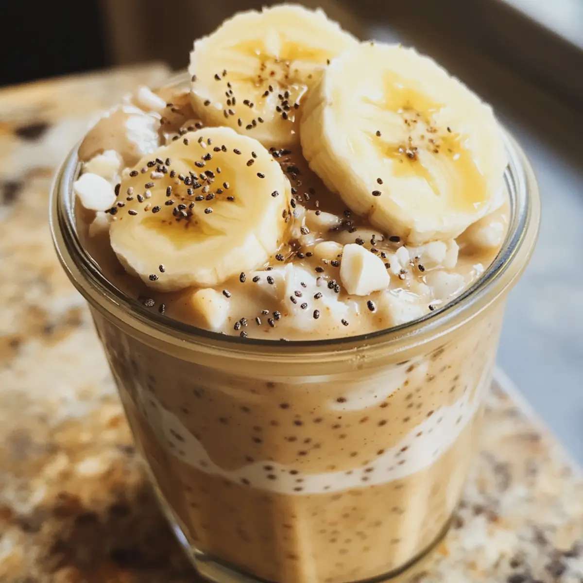 Bananen-Erdnussbutter Übernacht Haferflocken für Energieschub 4 Bananen Erdnussbutter Overnight Oats qmvnwr