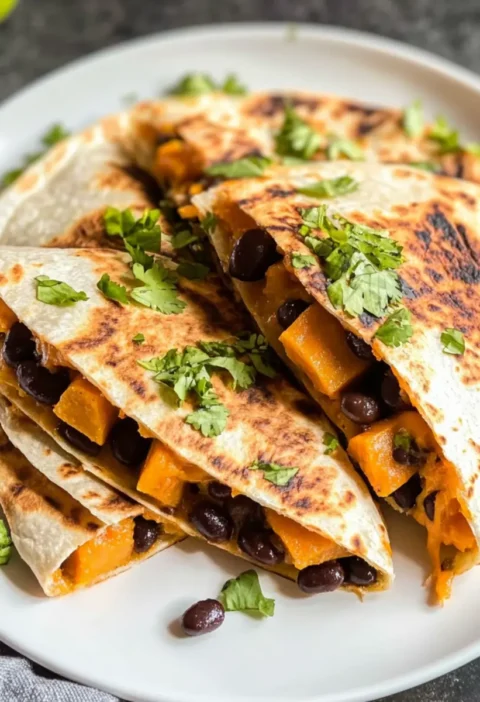 Schwarzbohnen Süßkartoffel Quesadillas
