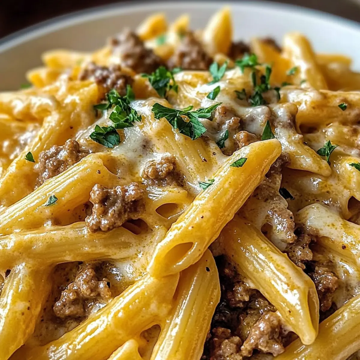 Cremige Hochprotein-Rindfleisch-Pasta