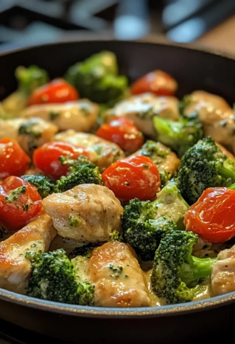 Cremige Brokkoli-Hähnchen-Pfanne