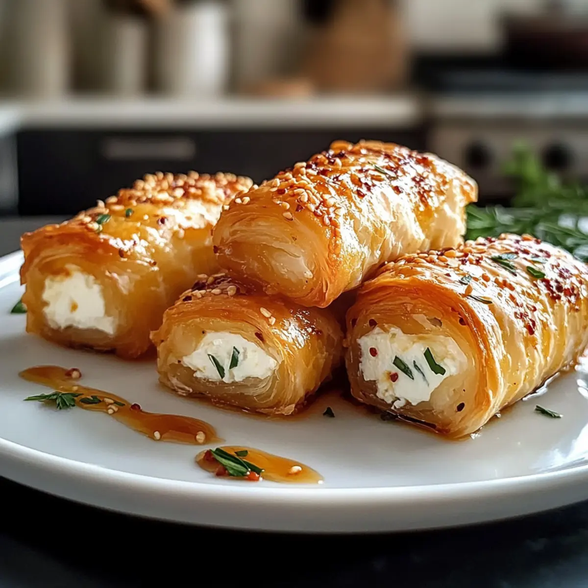 Feta-Rollen mit Chili-Honig