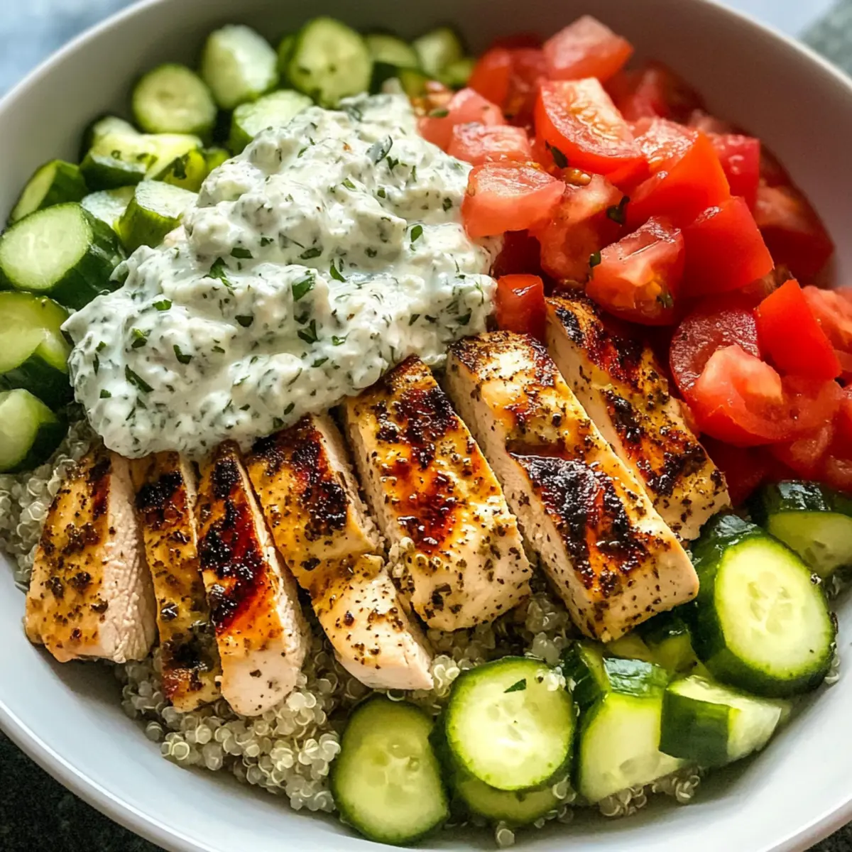 Griechische Hähnchen-Schalen mit hausgemachtem Tzatziki 3 Greek Chicken Bowls oufzjg