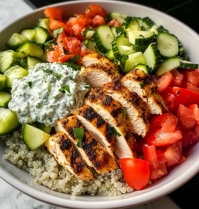 Griechische Hähnchen-Schalen mit hausgemachtem Tzatziki 1 Griechische Hähnchen-Schalen