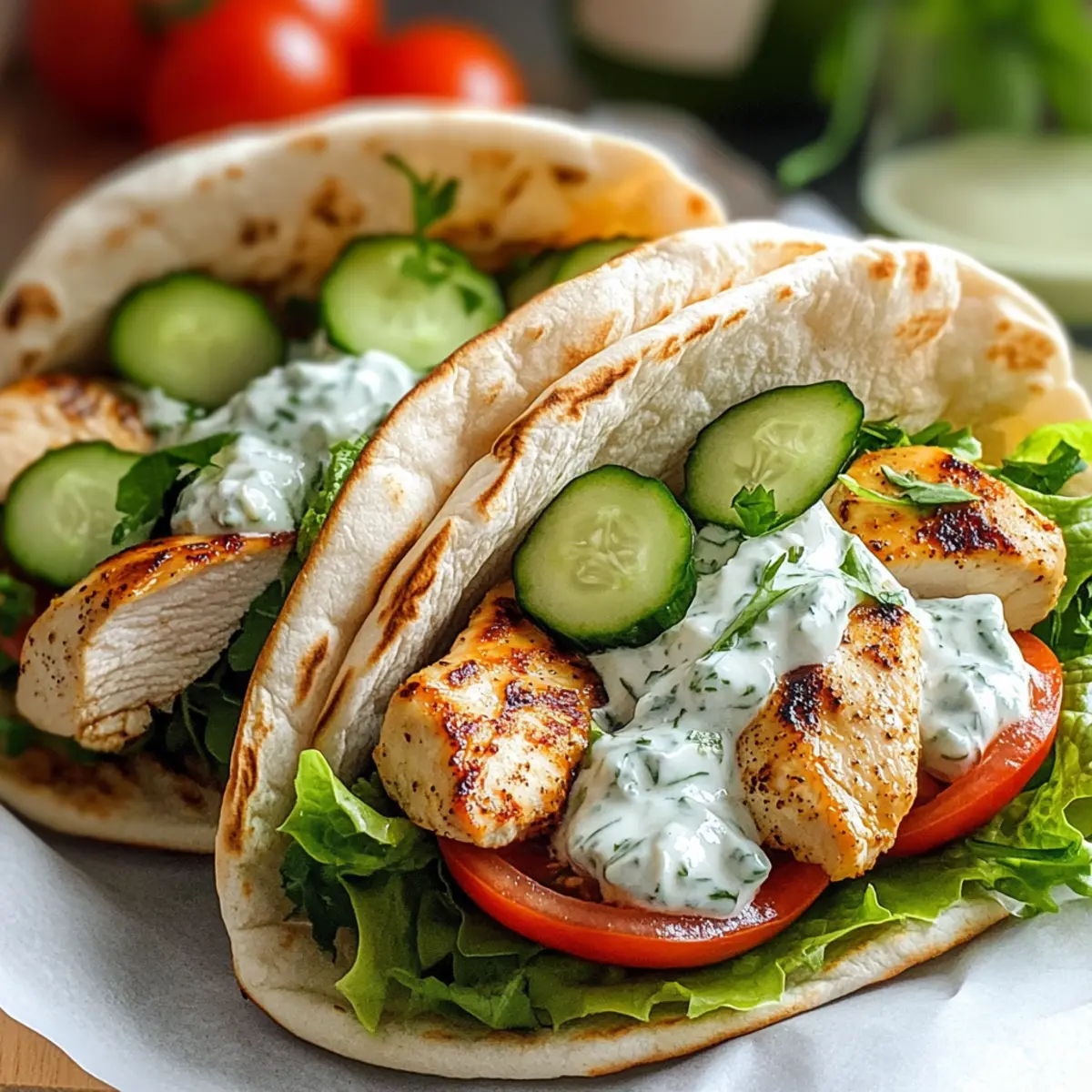 Griechische Hähnchen-Pitas mit Tzatziki & Feta entdecke das Beste 4 Griechische HA¤hnchen Pitas mit Tzatziki Feta m3ry4u