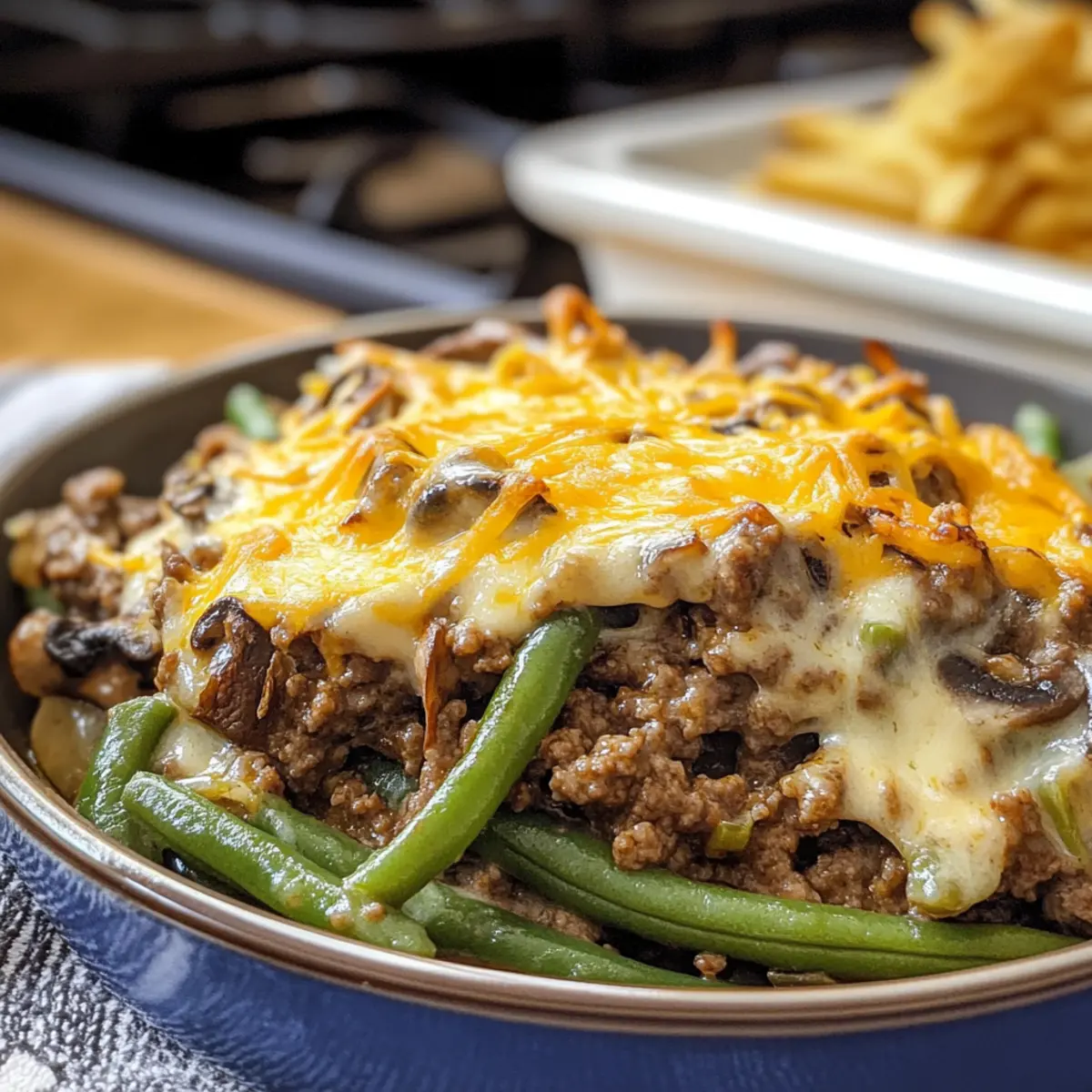 Hamburger grüner Bohnenauflauf mit Pilzen schnell gemacht 3 Hamburger Green Bean Casserole with Mushrooms joqjwm