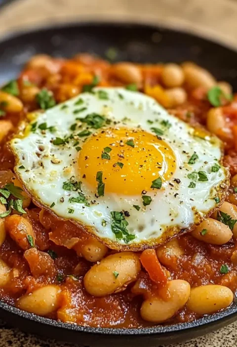 Spanische Bohnen und Eier