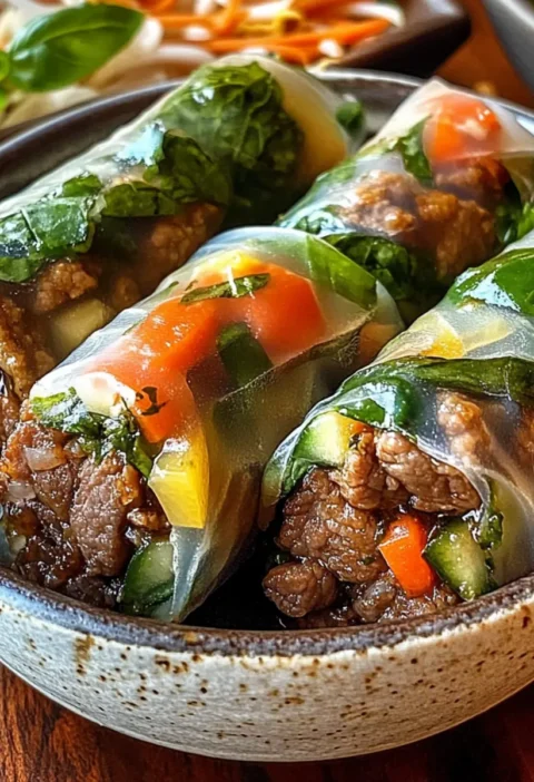 Thai-Basilikum-Rinderrollen