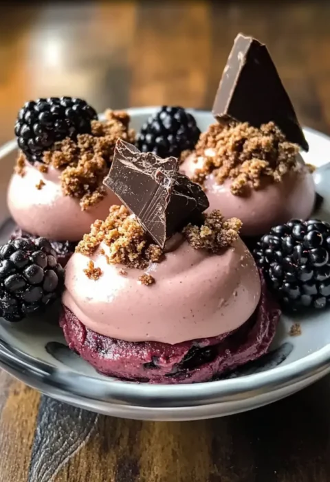 Brombeermousse mit Schokoladen-Crumble