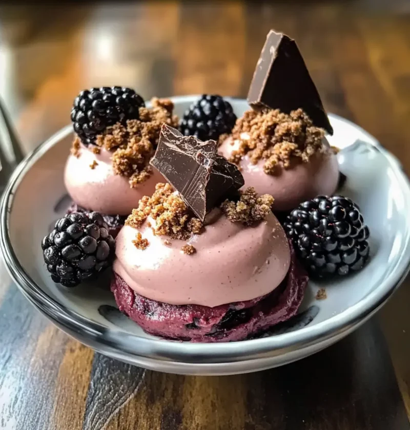 Brombeermousse mit Schokoladen-Crumble genießen 1 Brombeermousse mit Schokoladen-Crumble