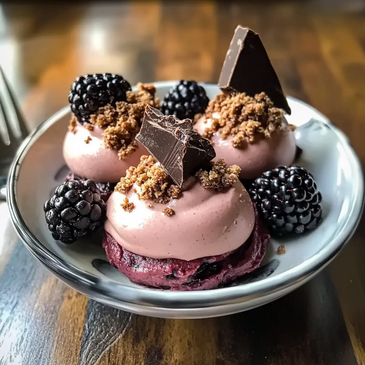 Brombeermousse mit Schokoladen-Crumble genießen 5 Brombeermousse mit Schokoladen-Crumble