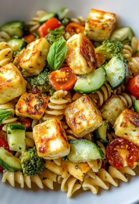 Bunter Halloumi Pasta Salat