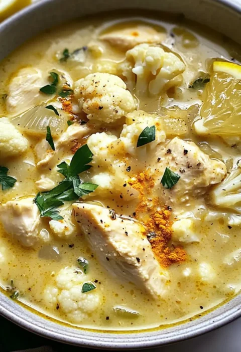 Blumenkohl-Hühnchen-Suppe