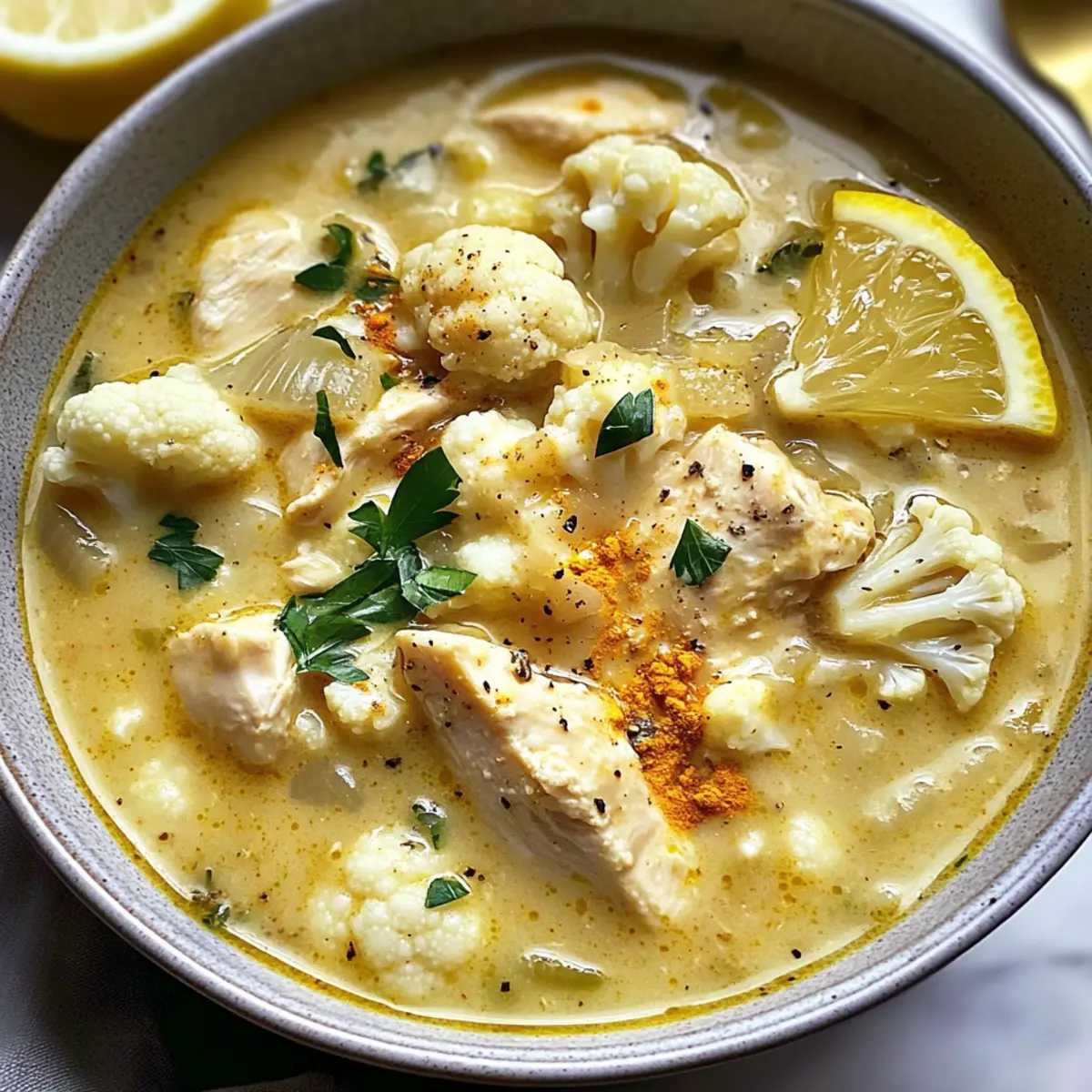 Blumenkohl-Hühnchen-Suppe