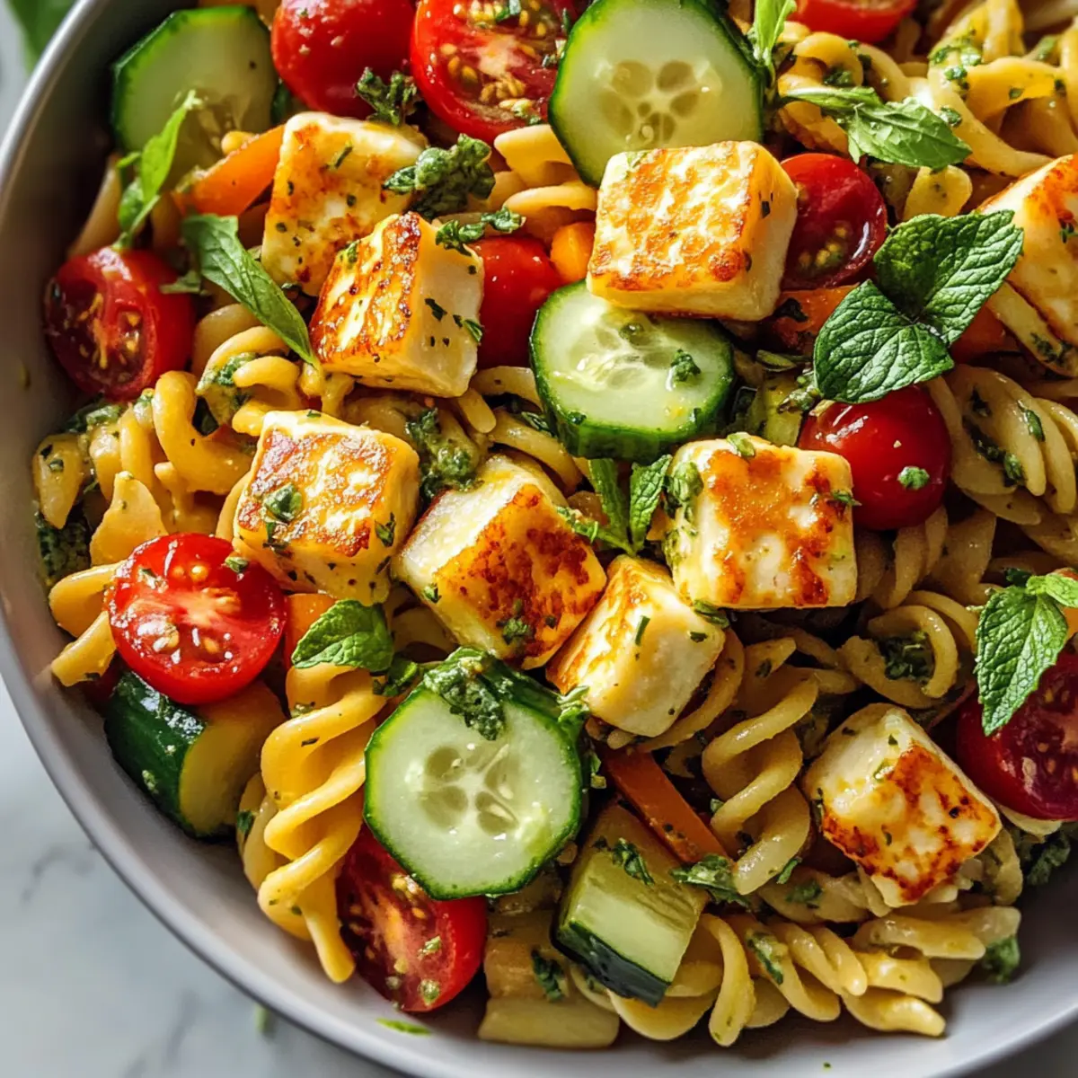 Farbenfroher Halloumi Pasta Salat für jeden Tag 2 Farbenfroher Halloumi Pasta Salat t2khjv