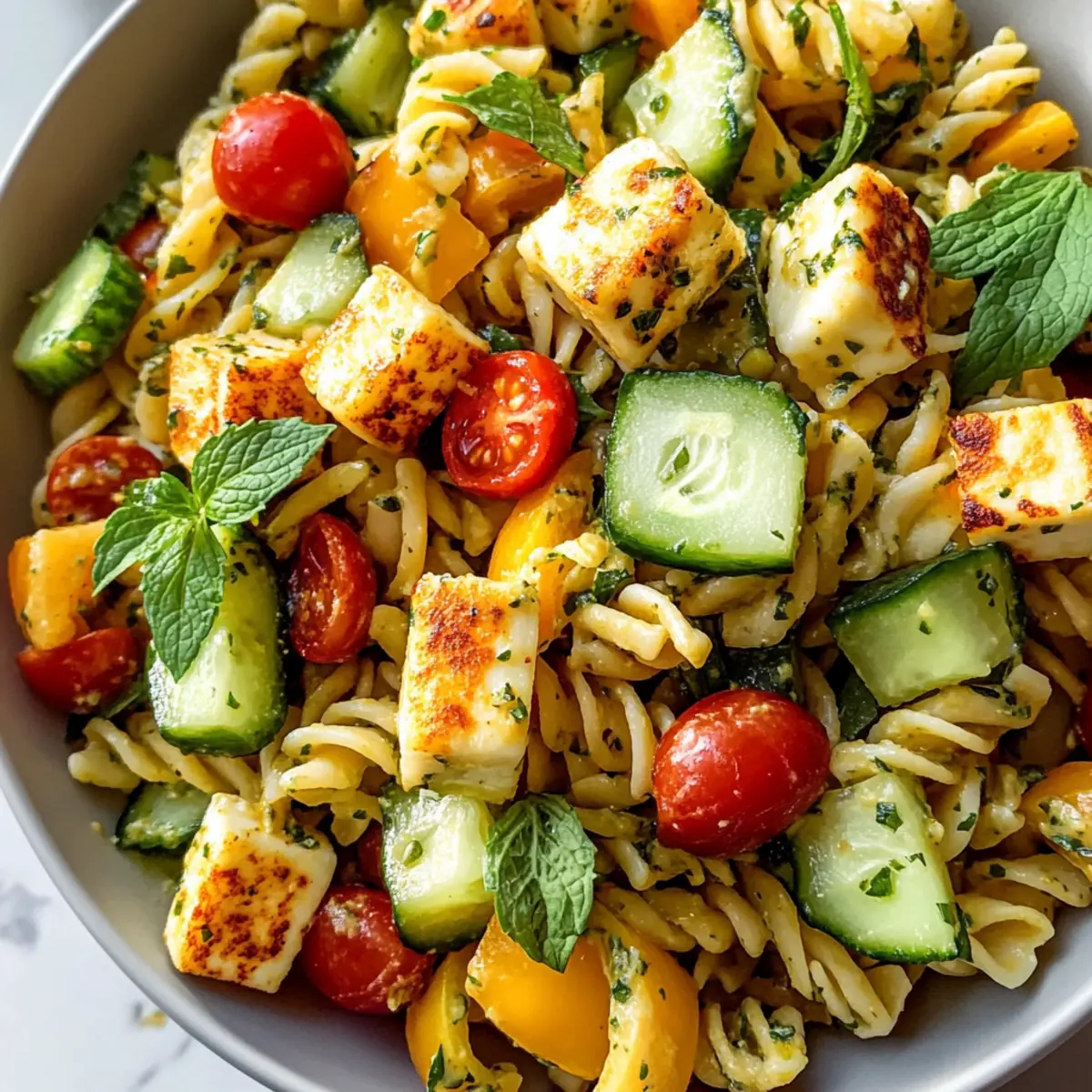 Farbenfroher Halloumi Pasta Salat für jeden Tag 4 Farbenfroher Halloumi Pasta Salat trkfqk