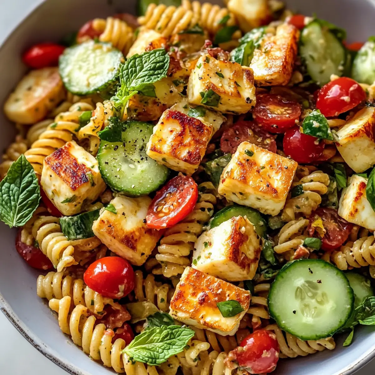 Farbenfroher Halloumi Pasta Salat für jeden Tag 3