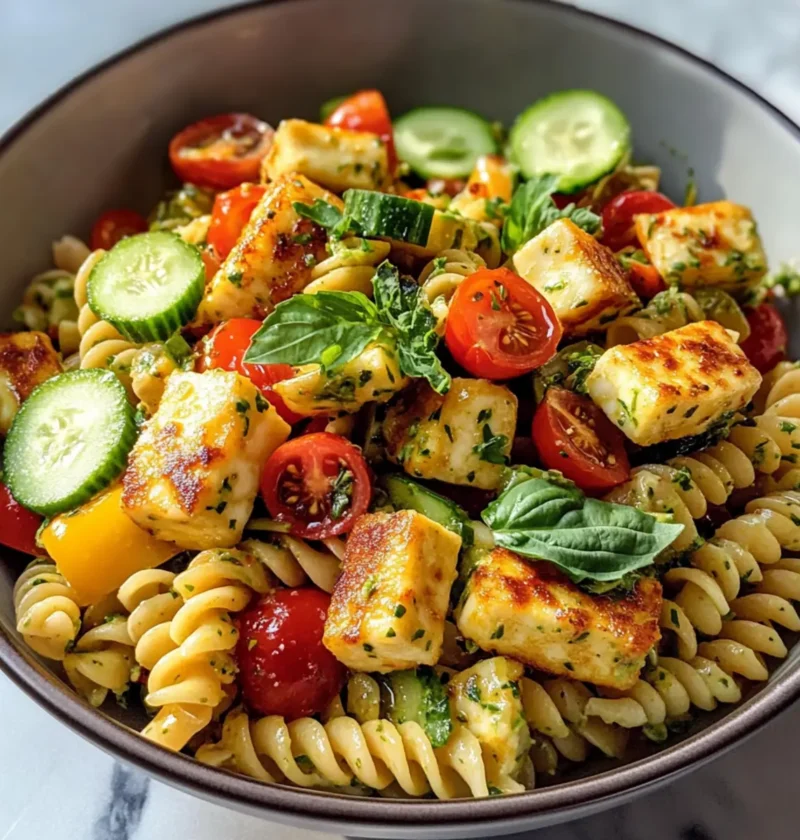 Farbenfroher Halloumi Pasta Salat für jeden Tag 9 Farbenfroher Halloumi Pasta Salat