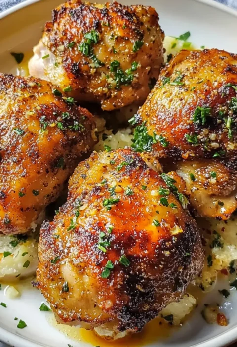 Knoblauch Parmesan Crispy Hähnchenschenkel Rezept