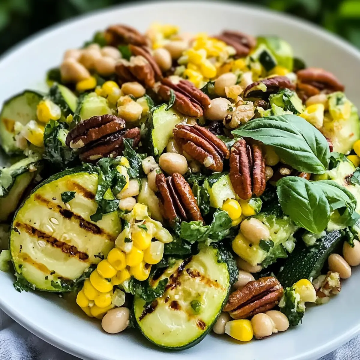 Gegrillter Zucchinisalat mit Cannellini-Bohnen Rezept 5 Gegrillter Zucchinisalat mit Cannellini-Bohnen, Basilikum und Pekannüssen Rezept