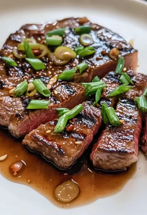 Gegrilltes Rib-Eye-Steak mit Ingwer-Teriyaki-Rezept
