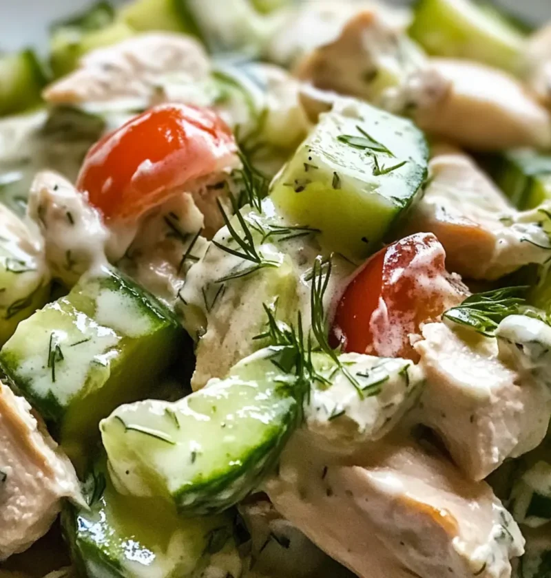 Gurken-Hähnchensalat Rezept für heiße Tage 1 Gurken-Hähnchensalat Rezept Zutaten: - 300 g Hähnchenbrust - 200 g Gurken - 150 g Joghurt - 2 EL Mayonnaise - 1 TL Senf - Salz - Pfeffer - Dill Zubereitung: 1. Hähnchenbrust kochen und in Würfel schneiden. 2. Gurken schälen und würfeln. 3. Joghurt, Mayonnaise und Senf in einer Schüssel vermengen. 4. Hähnchen und Gurken hinzufügen. 5. Mit Salz, Pfeffer und Dill würzen. 6. Gut vermischen und im Kühlschrank anrichten.