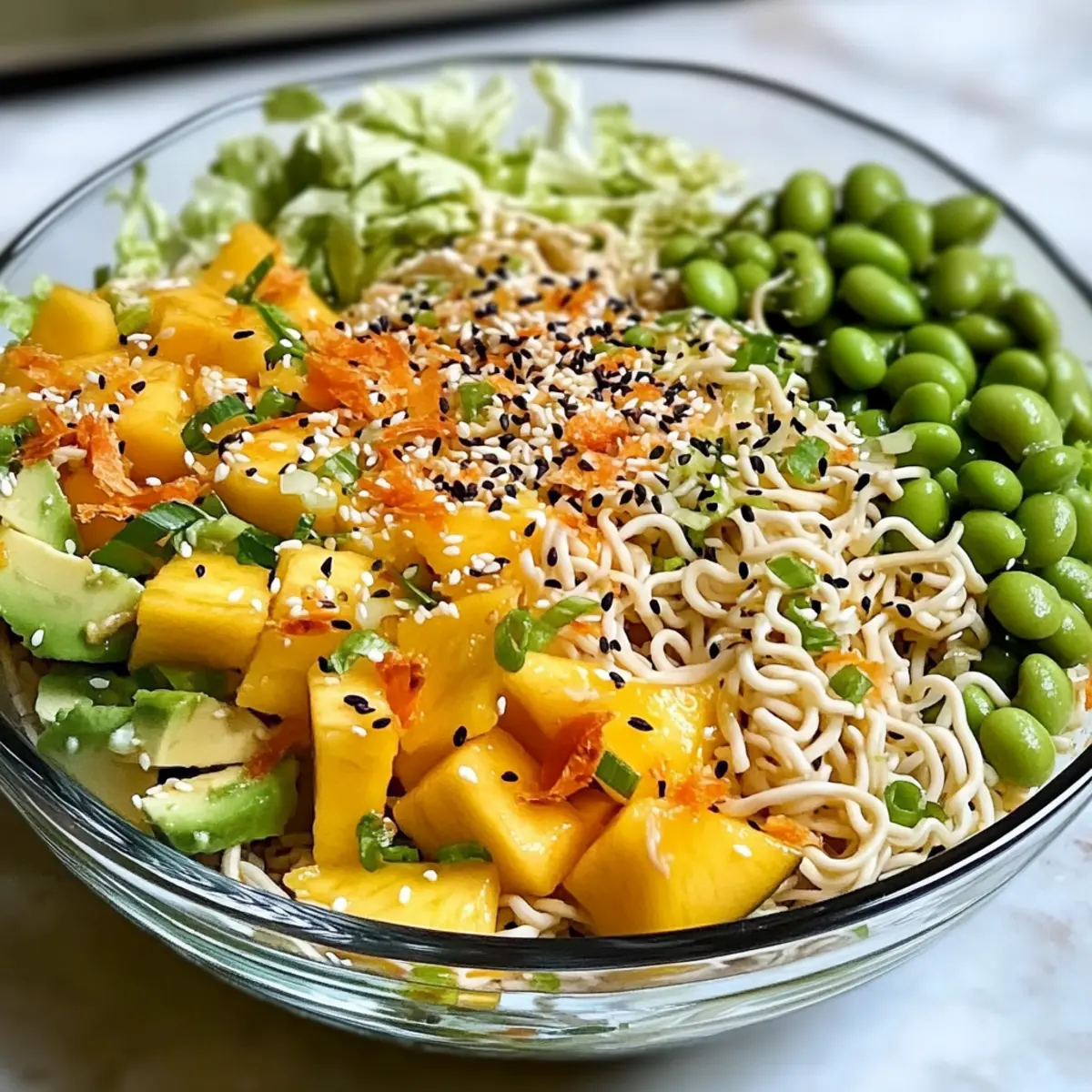 Knuspriger Ramen-Nudelsalat mit Mango und Edamame Rezept