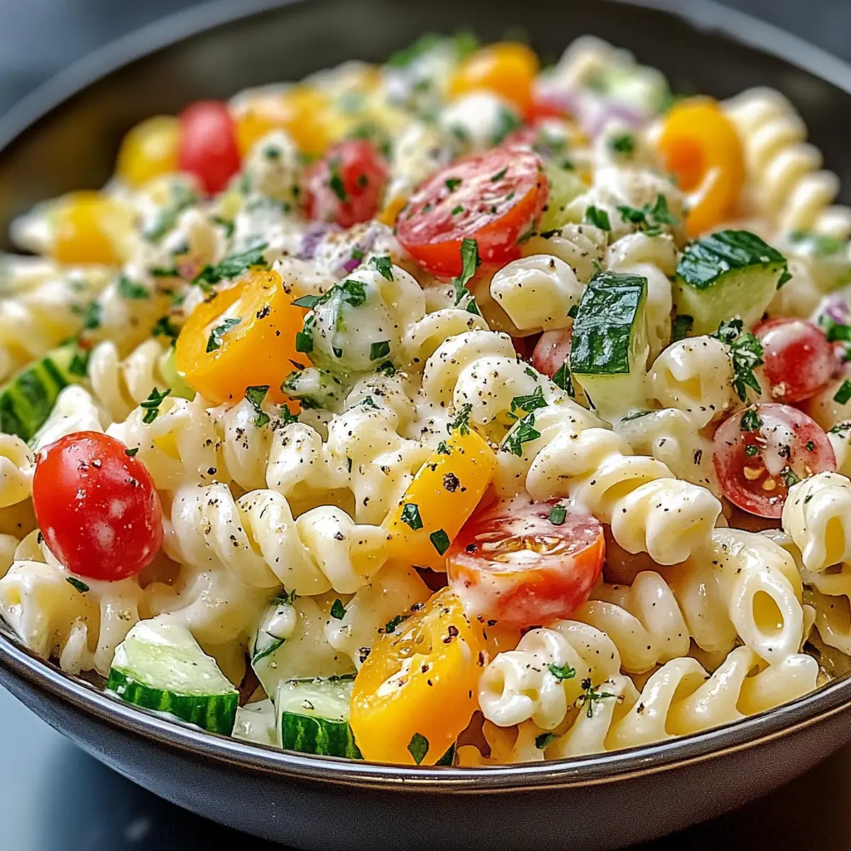 Leichter Nudelsalat Joghurt Dressing für heiße Tage 2