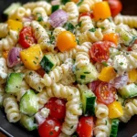 Türkischer Nudelsalat mit Gemüse für heiße Sommertage