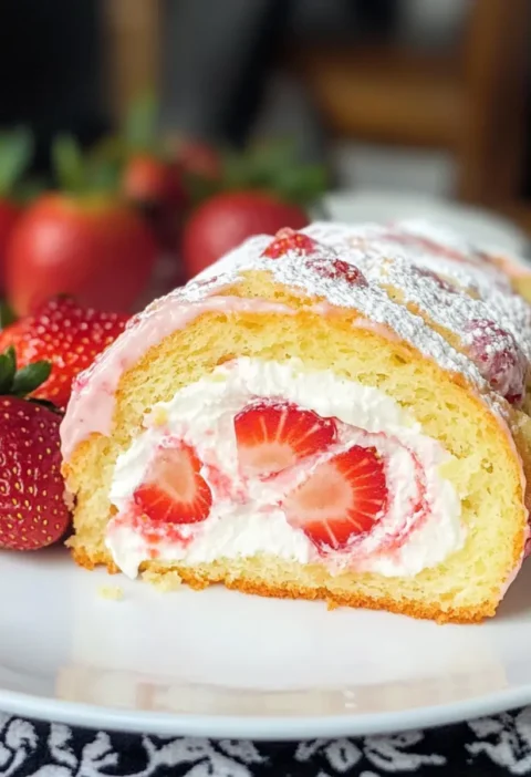 Low Carb Biskuitrolle mit Erdbeeren – Glutenfreies & zuckerfreies Rezept