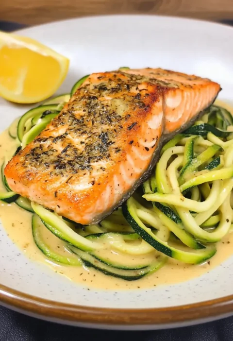 Low Carb Lachs mit Zitronen-Zoodles