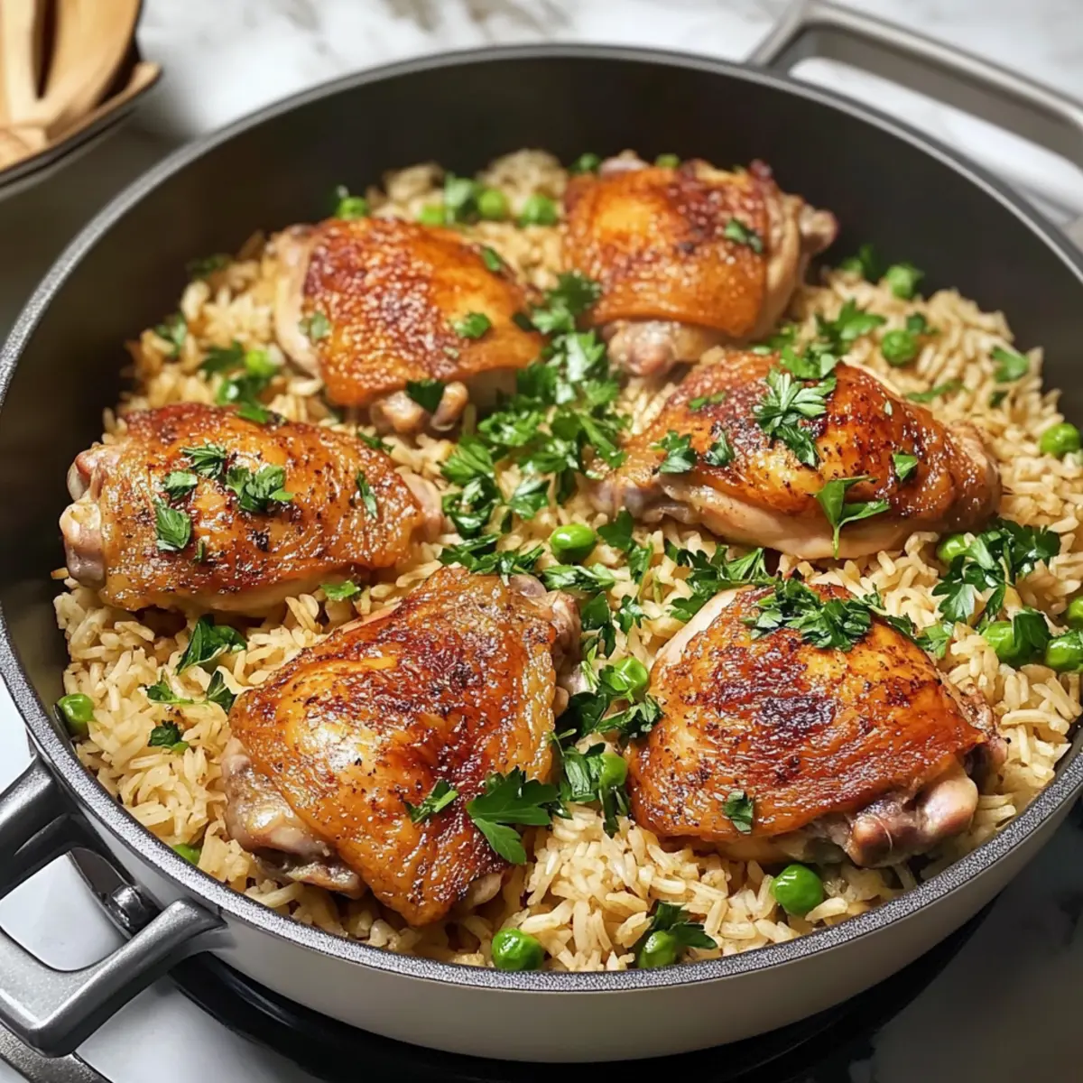One Pot Chicken Thighs and Rice Recipe hmjbte