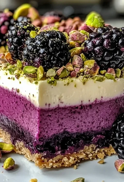Pistazien-Brombeer-Käsekuchen-Türme