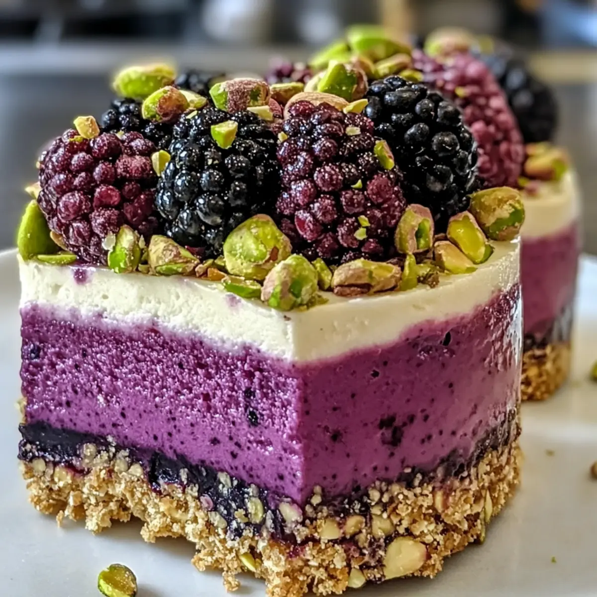 Pistachio Blackberry Cheesecake Towers o8fo85