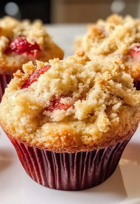 Schnelle Erdbeer-Muffins mit Streuseltopping