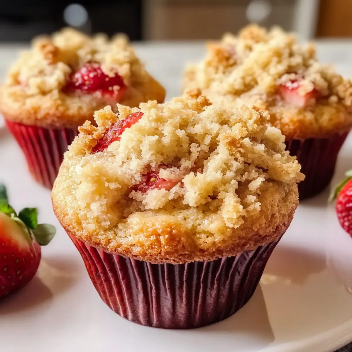 Schnelle Erdbeer-Muffins mit Streuseltopping