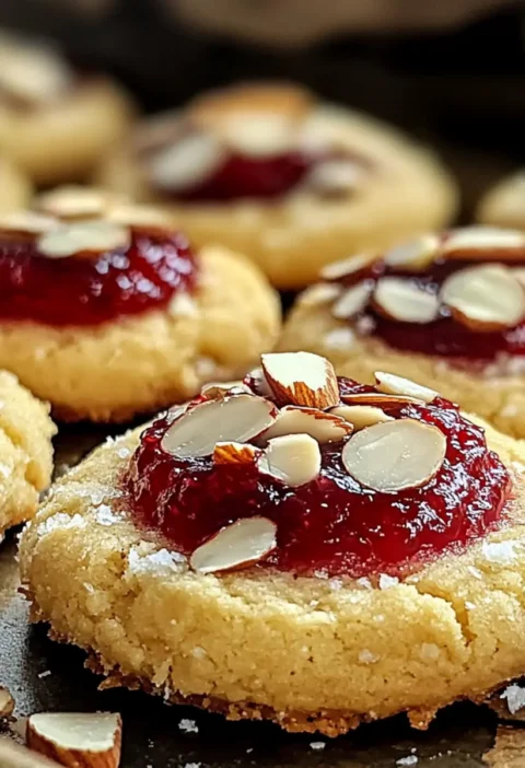 Himbeer-Mandel-Daumenabdruck-Kekse