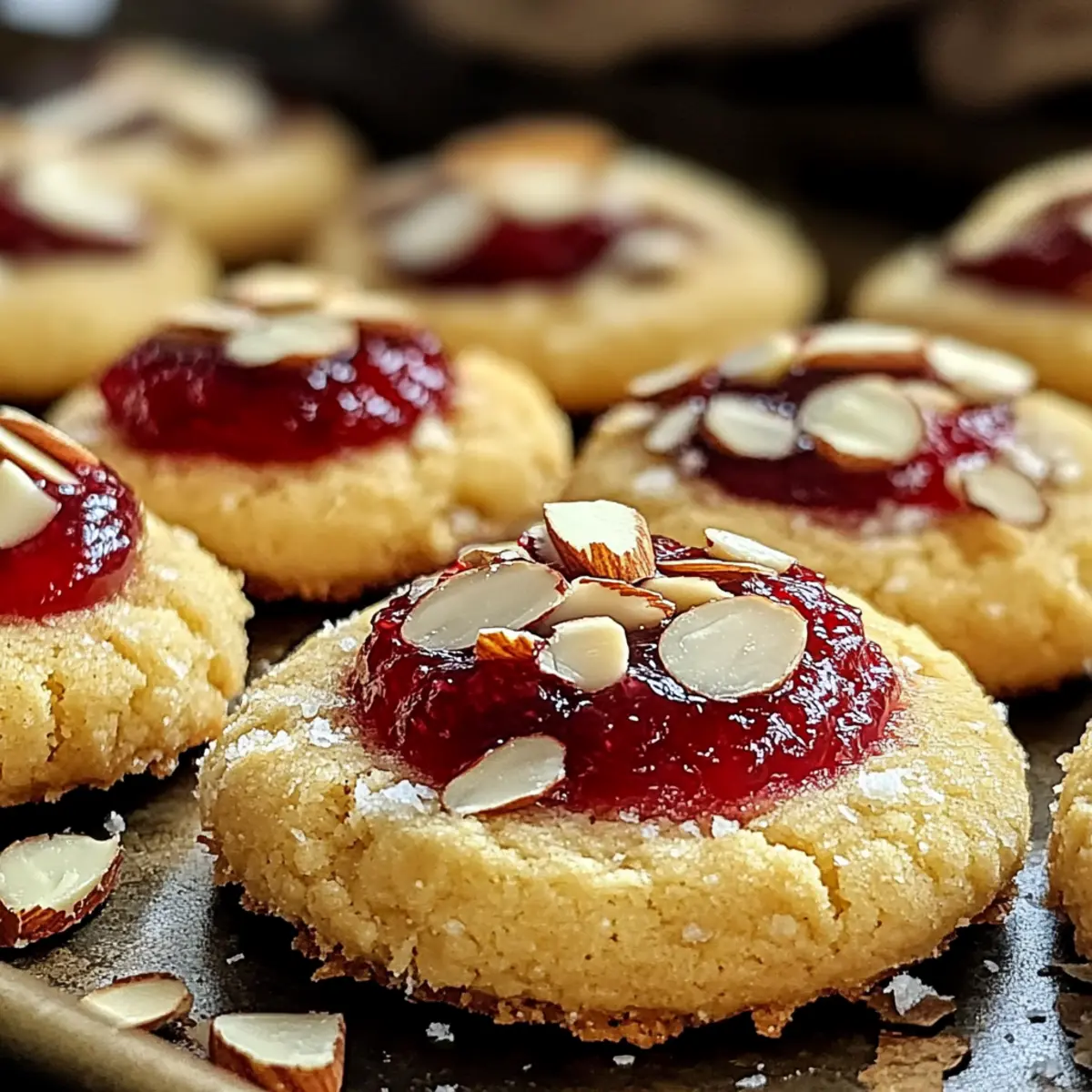 Himbeer-Mandel-Daumenabdruck-Kekse