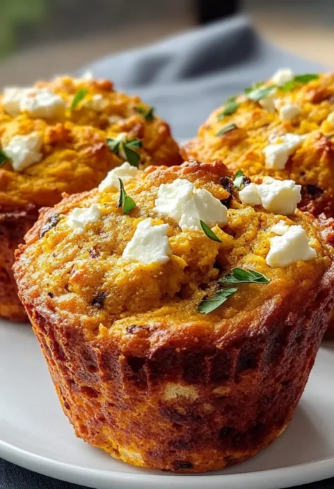 Herzhafte Kürbis- und Feta-Muffins
